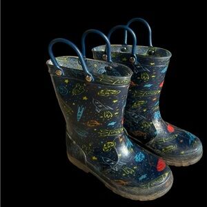 Kids Blue and navy space print rain boots✨